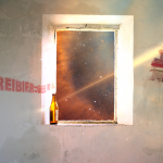 Am Fenster-Thema mit Ausblick ins Weltall